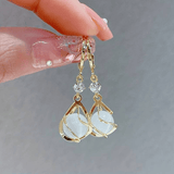 Opal Glow | Aukso opalo baltieji auskarai